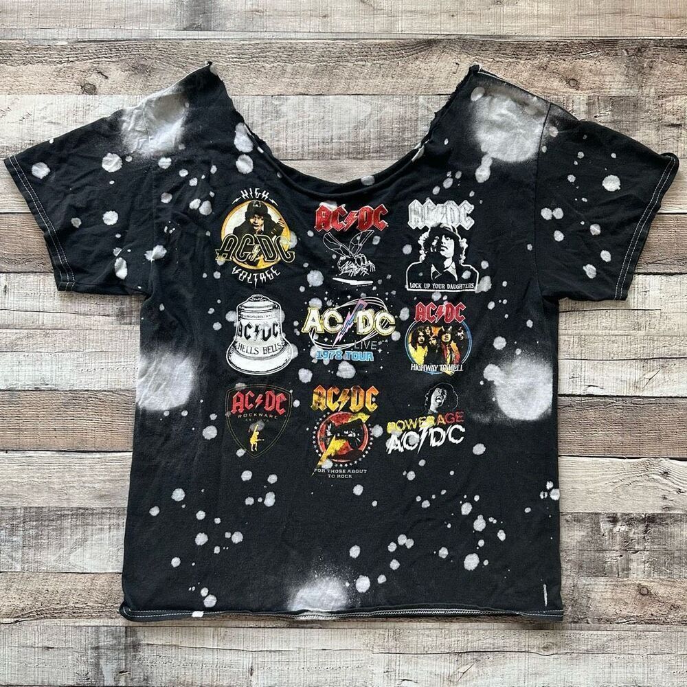 ACDC Handmade Custom Rock Band Metal Open Back Scoop Neck Tshirt